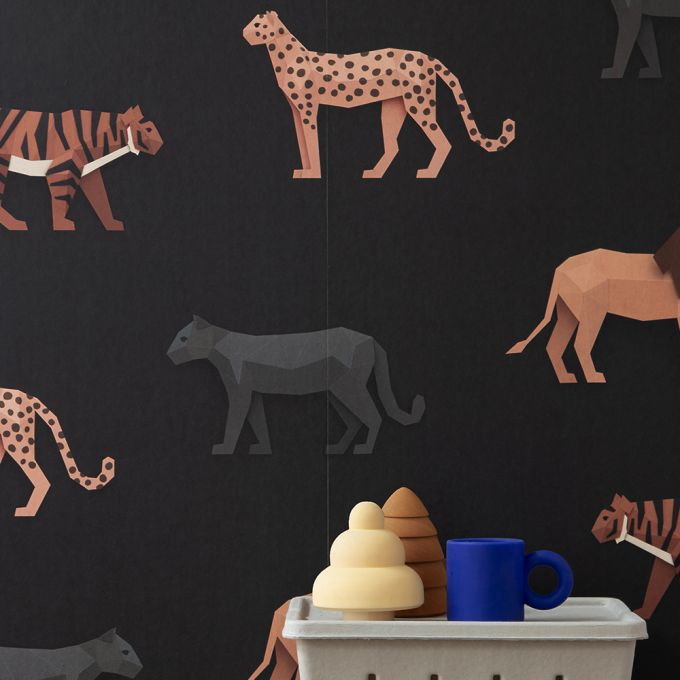 Wilde dieren behang - donker