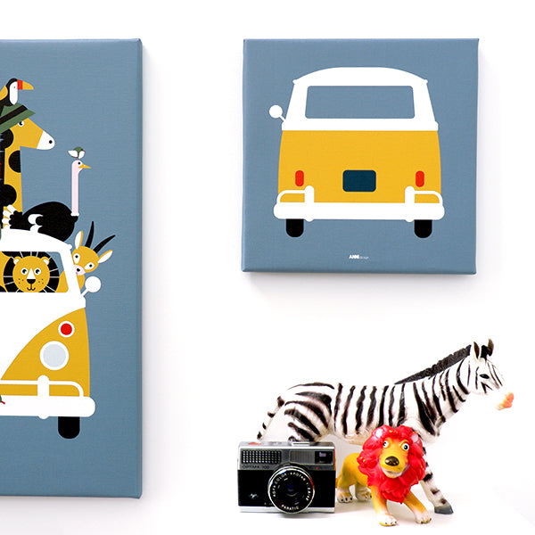 Canvas Busje schilderij 30x30 voor Voertuigen kamer - jeans blauw