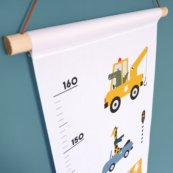 Groeimeter textielposter dieren onderweg - wit