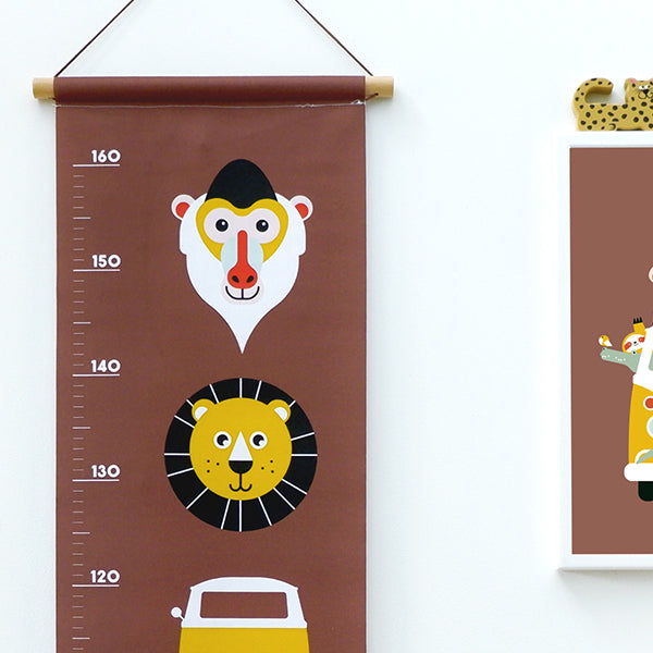 Groeimeter textielposter safari - terracotta bruin