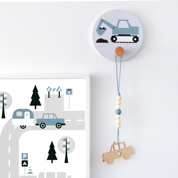 Kapstokjes 2 Voertuigen kinderkamer - jeans blauw