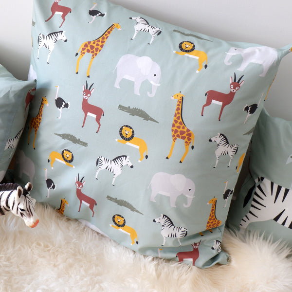 Kussen XL jongenskamer Dieren WildLife - groen