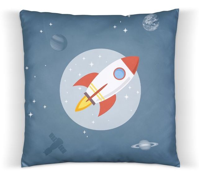 Kussen kinderkamer ruimtevaart raket