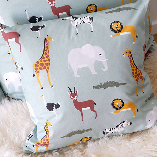 Kussen kinderkamer Zebra WildLife - groen (inclusief binnenkussen)
