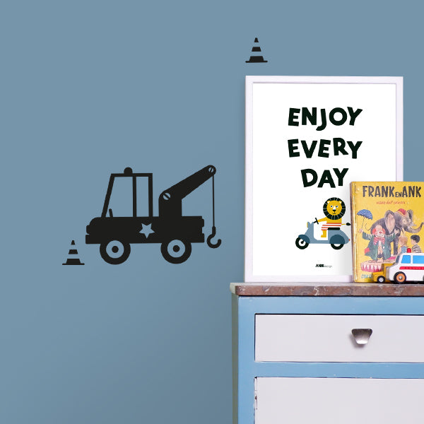 Muursticker Takelwagen - zwart