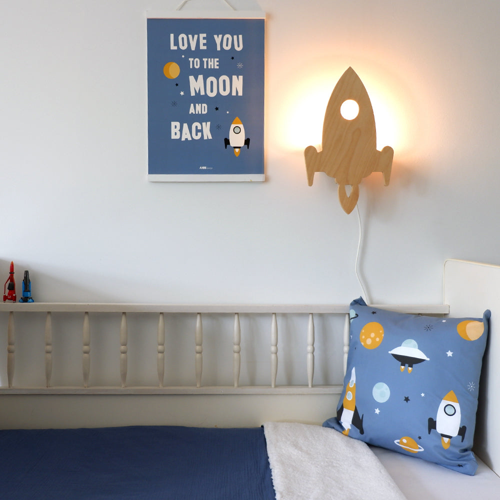 Wandlamp kinderkamer raket - hout