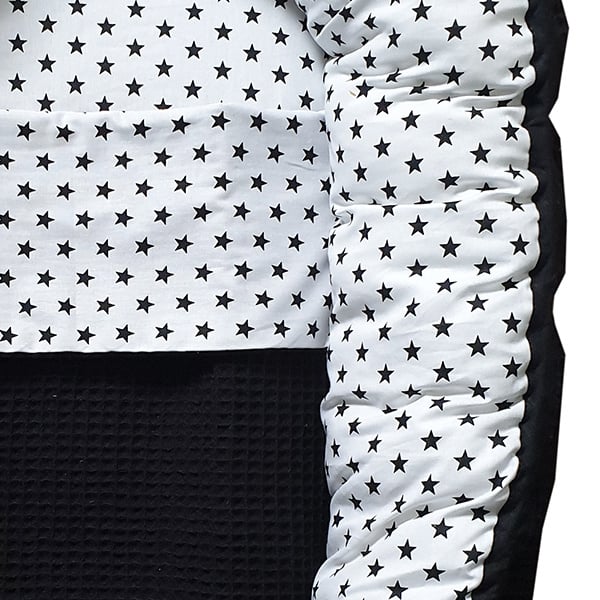 Babynestje wafelstof zwart - sterretjes