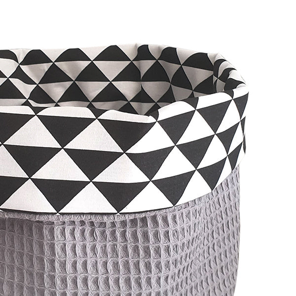 Commodemandje wafelstof grijs- driehoek zwart