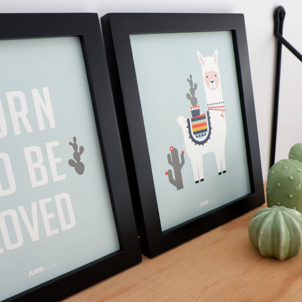 Posterset kinderkamer lama + born to be loved - mint