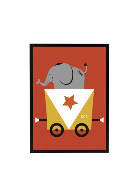Poster trein wagon met olifant - terra