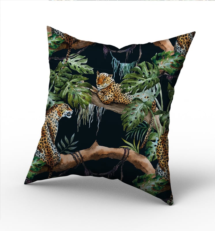 Kussen jungle kinderkamer - panter luipaard (zwart)