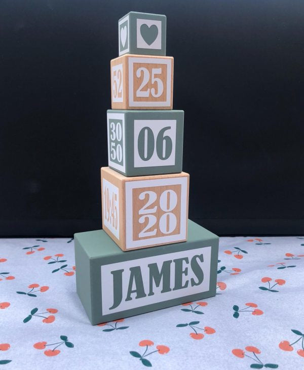 Geboorteblokken - kleur greyish green (speciale editie)