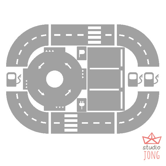 Autobaan stickers rotonde grijs