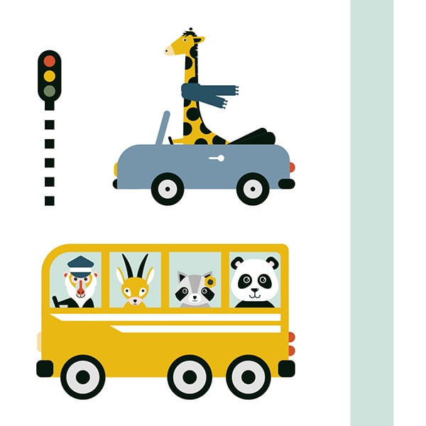 Poster kinderkamer auto bus voertuig - wit