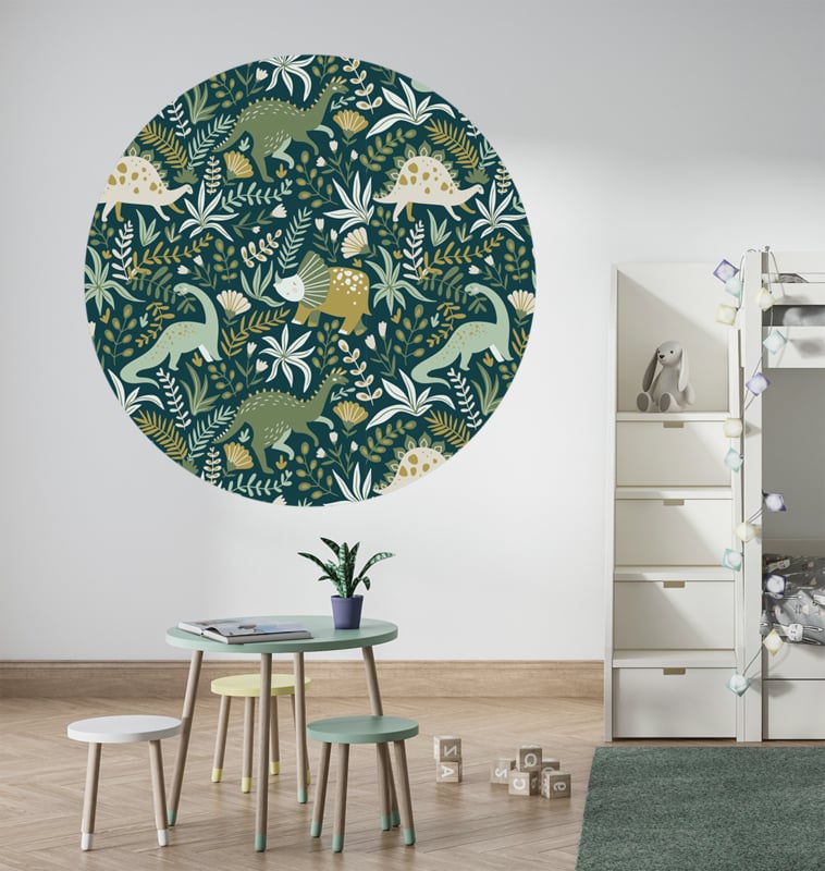 Muursticker rond - dinosaurus kinderkamer (botanisch)