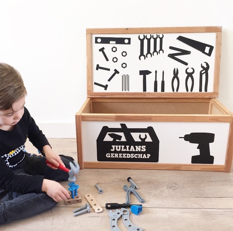 Speelsticker gereedschapskoffer gepersonaliseerd
