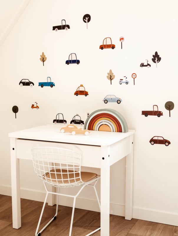 Voertuigen muurstickers in groentinten