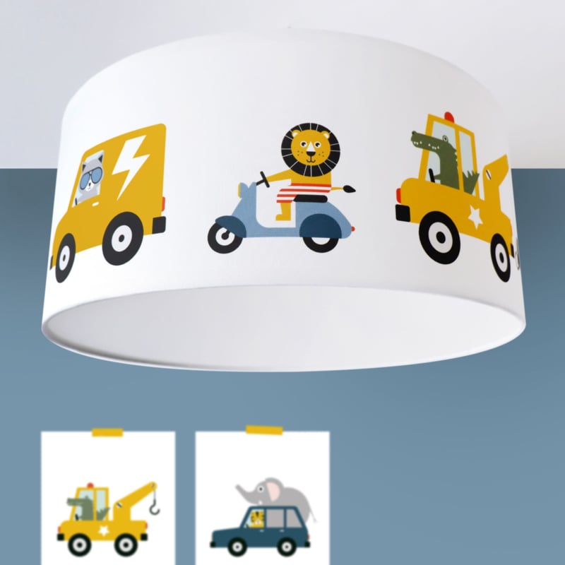 Kinderkamer aankleding en decoratie set - dieren onderweg (met lamp)