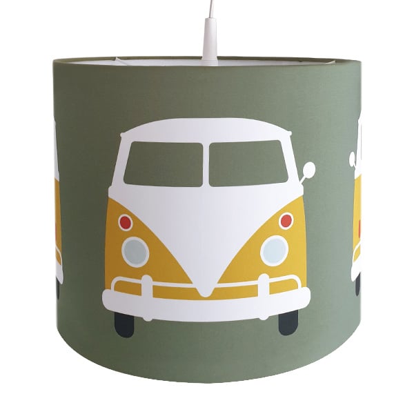 Kinderkamer aankleding en decoratie set - Safari VW bus olijfgroen oker (met lamp)