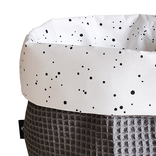 Commodemandje wafelstof donkergrijs - confetti