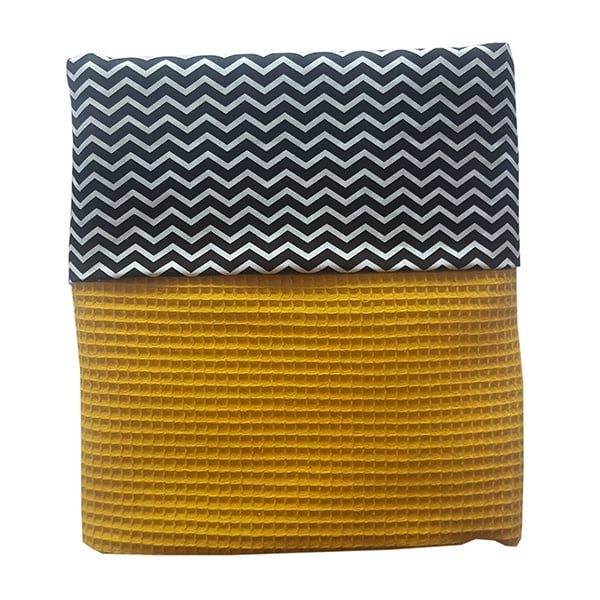 Wiegdeken wafelstof zwart wit zigzag