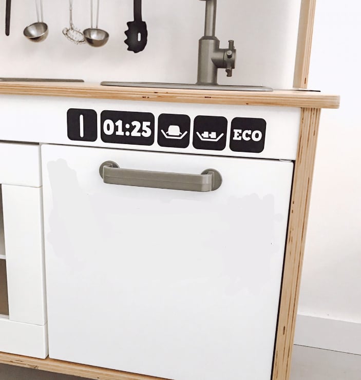 Ikea keukentje sticker vaatwasser knoppen (donkergrijs)