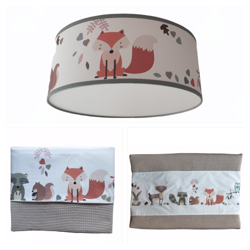 Babykamer decoratie set - Bosdieren (herfst) met lamp