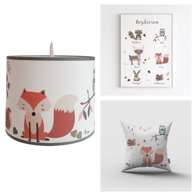 Kinderkamer decoratie set - Bosdieren herfst (met lamp)