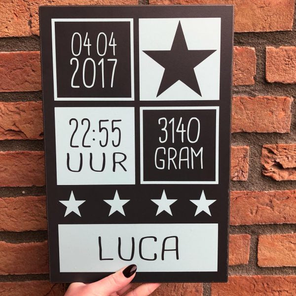 Geboortebord hout - type &