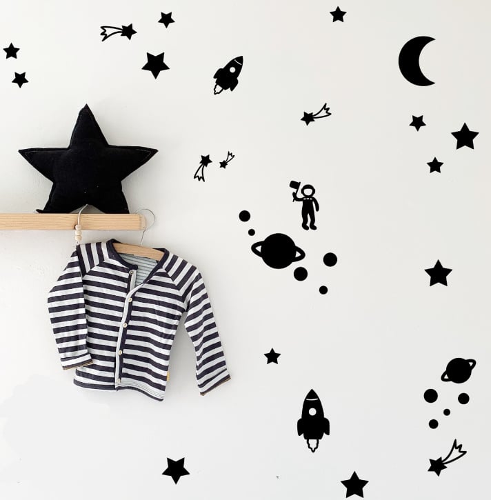 Kinderkamer aankleding en decoratie set - Ruimtevaart kamer (met lamp)