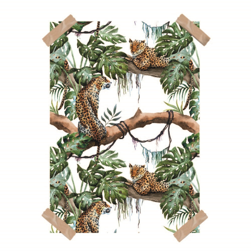 Poster jungle kamer panters - wit