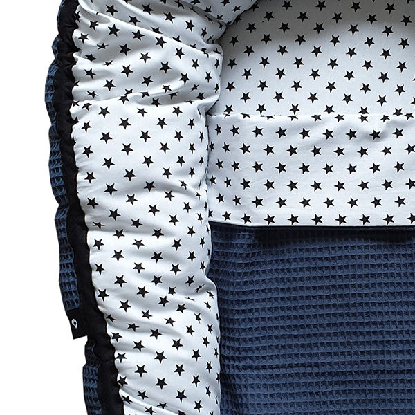 Babynestje wafelstof donker oud blauw - sterretjes