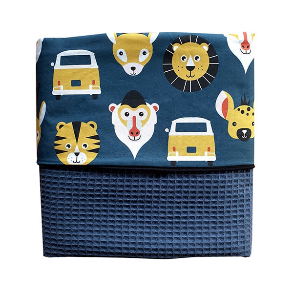Ledikantdeken safari donkerblauw - wafelstof donker oud blauw