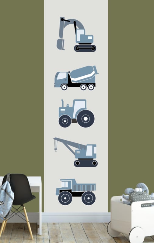 Behangstrook kinderkamer - voertuigen jeansblauw