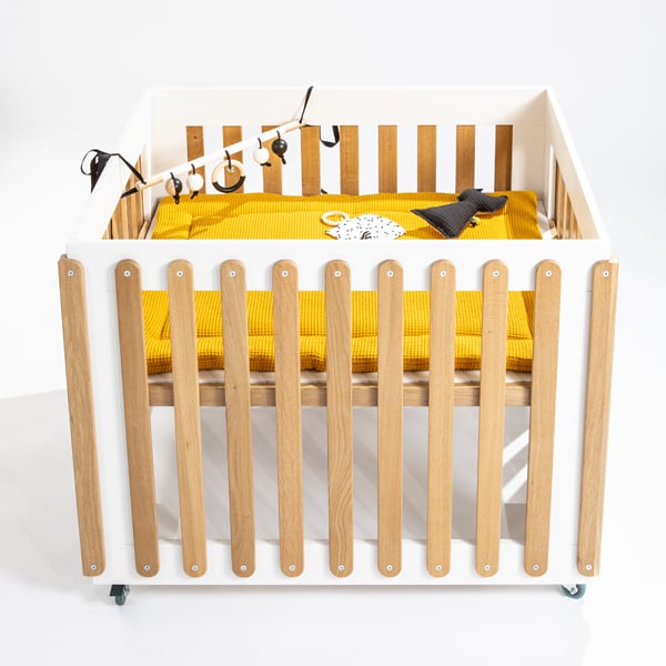 Boxkleed wafelstof reversible - oker