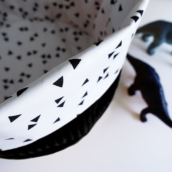 Commodemandje wafelstof zwart - zwart wit triangel