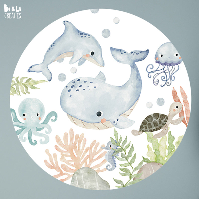 Muurcirkel kinderkamer onderwater wereld