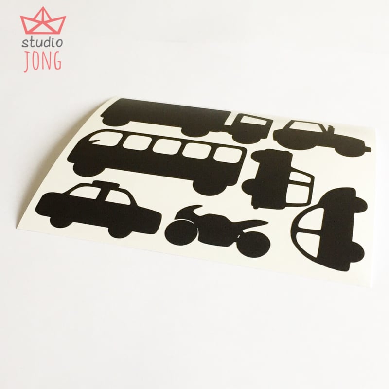 Autobaan sticker XL - voertuigen zwart