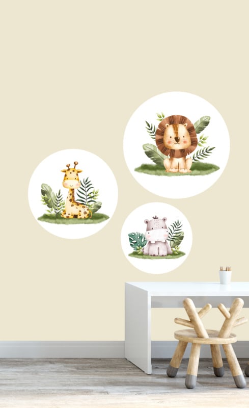Kinderkamer aankleding en decoratie set - Jungle safari dieren (met lamp)