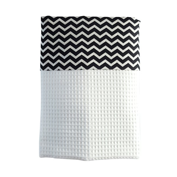 Wiegdeken wafelstof zwart wit zigzag