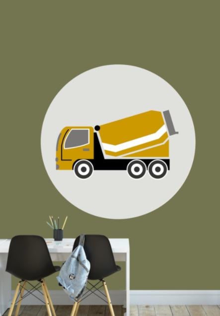 Behangcirkel kinderkamer - cementwagen oker