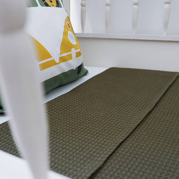 Ledikantdeken wafelstof olijfgroen - SALE