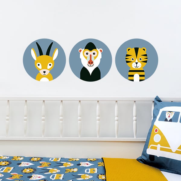 Muurcirkel set safari jungle kinderkamer (jeans blauw)