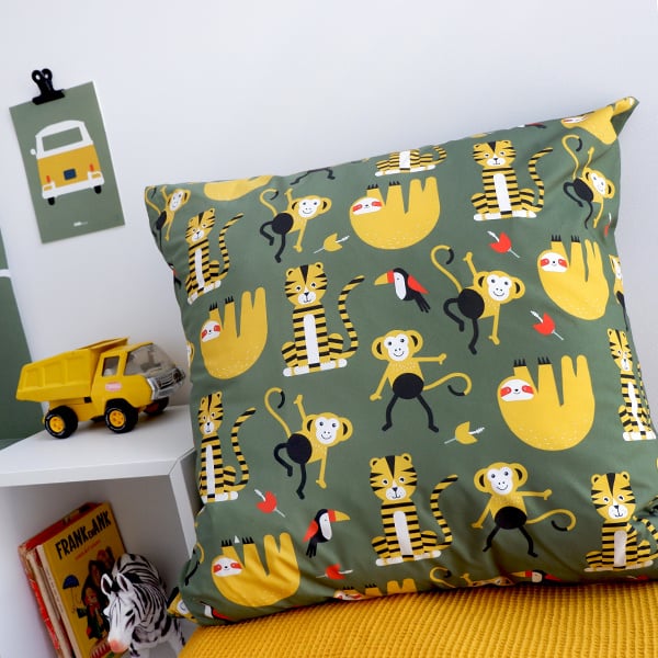 Kussen XL jungle kamer olijf groen