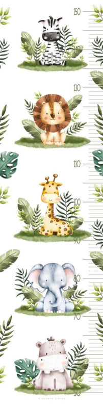 Groeimeter meetlat poster jungle babykamer kinderkamer met safari dieren