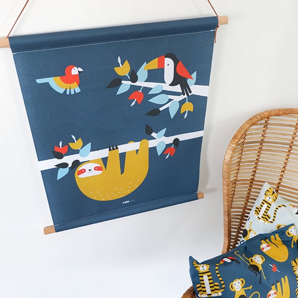 Babykamer aankleding en decoratie set - Jungle donkerblauw (met lamp)