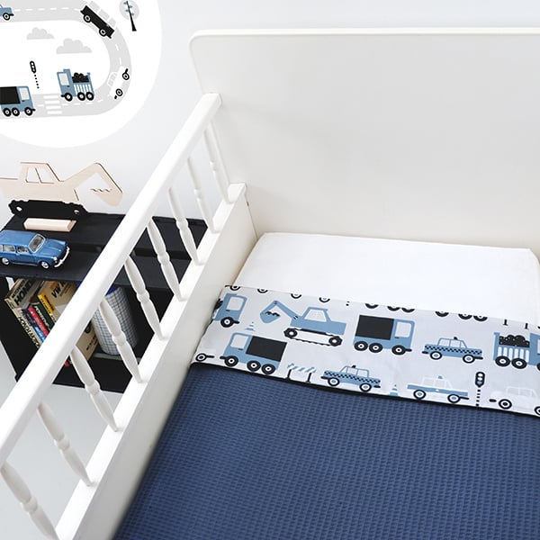 Babykamer aankleding en decoratie set - Voertuigen jeansblauw (met lamp)