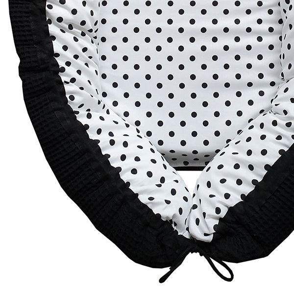 Babynestje wafelstof zwart - stippen