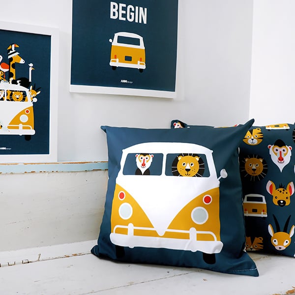 Kinderkamer aankleding en decoratie set - Safari kamer donkerblauw (met lamp)