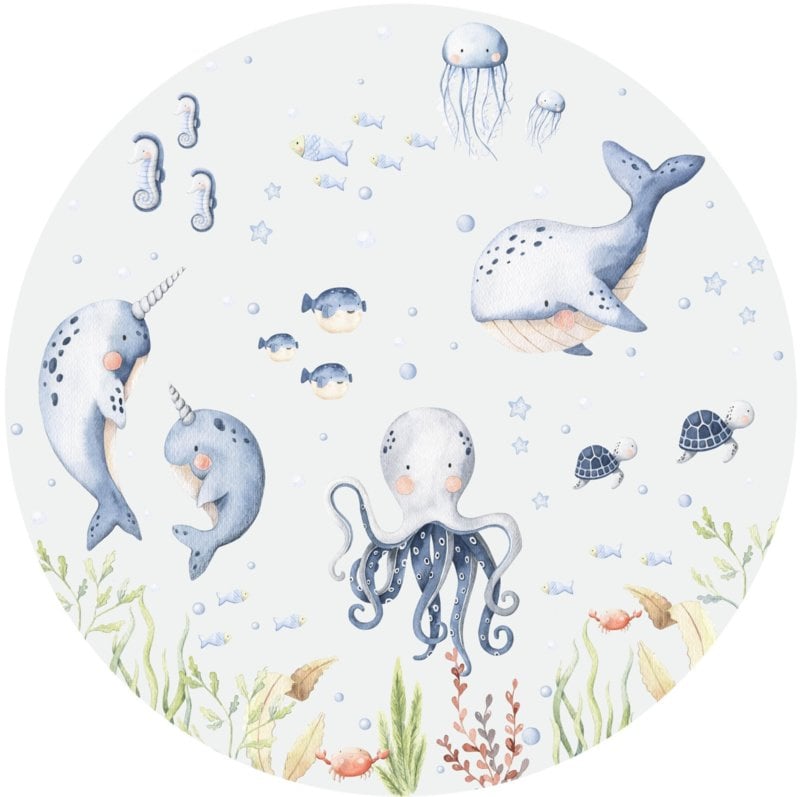 Muurcirkel onderwater wereld met zeedieren - kinderkamer